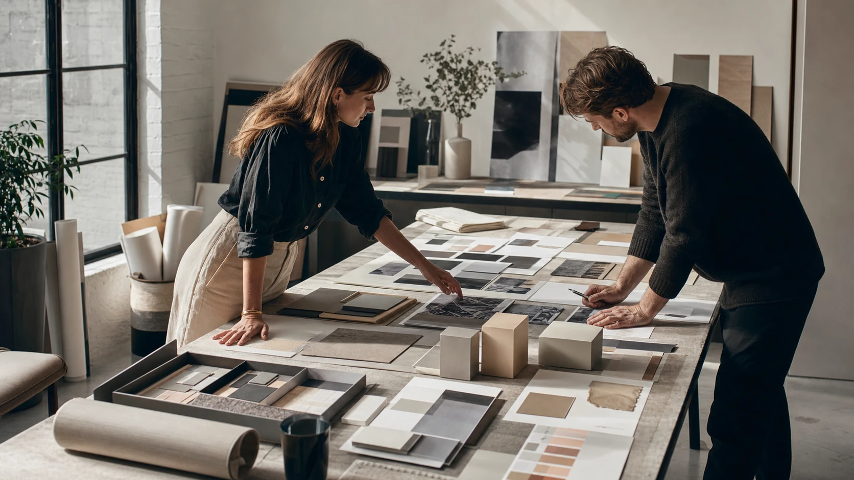 Brand designers building a tactile identity system from photography, materials, and colour