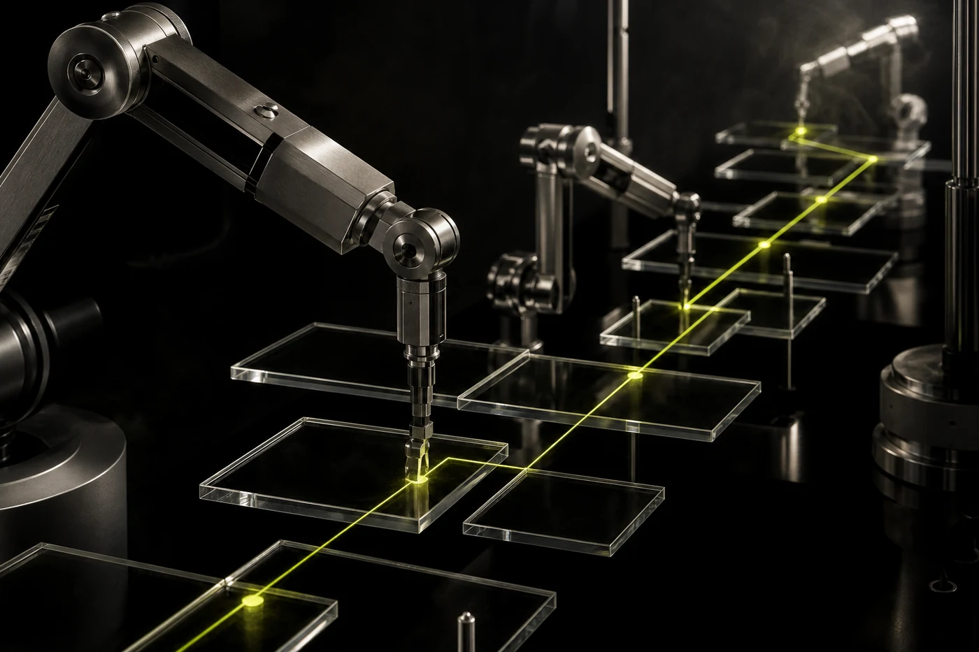 Robotic instruments coordinating transparent data tiles along an acid-lime signal path